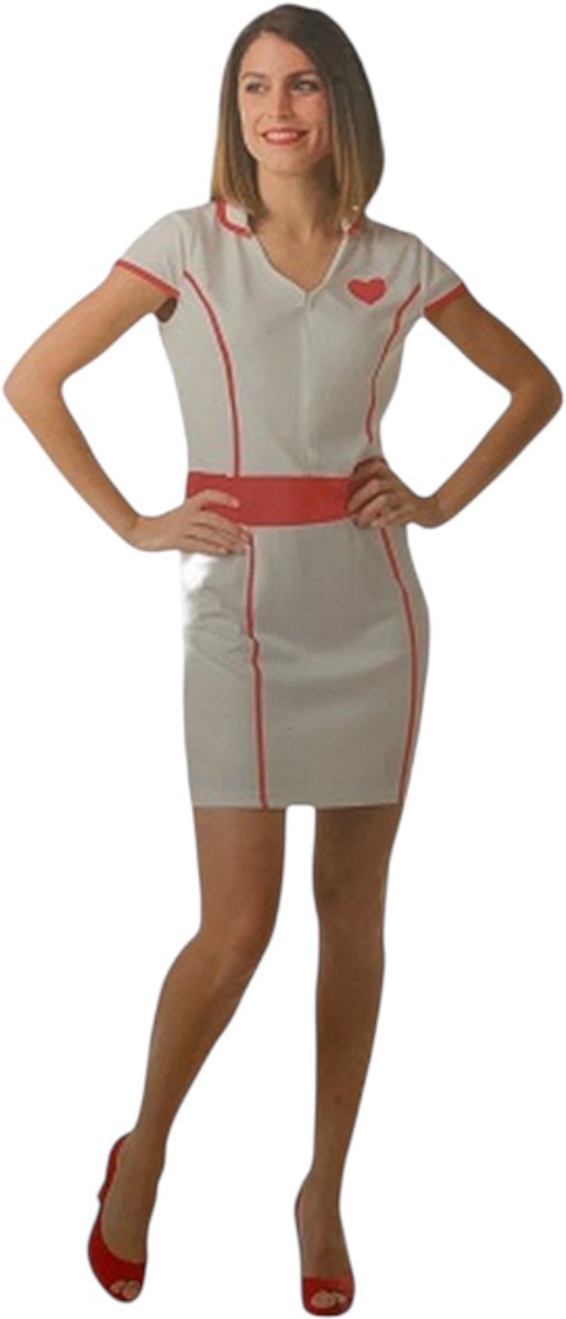 Verpleegster Kostuum – Wit/Rood Jurkje met Diadeem | Sexy & Feestelijk - Maat S